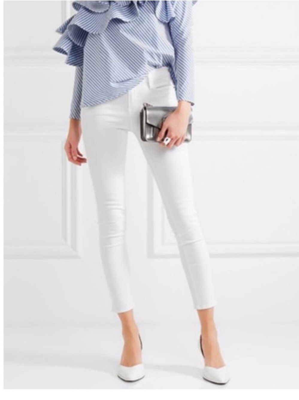 Frame Denim Skinny de Jeanne Crop White Jeans